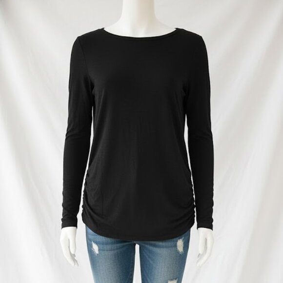 NWT Sherosa Black Long Sleeve Crew Neck Tee – Lightweight Basic Shirt M - Picture 4 of 13